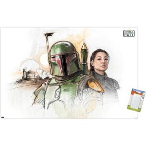 imageTrends International Star Wars The Book of Boba Fett  Boba and Fennec Shand Illustrated Wall Poster 34L x 224W Premium Unframed VersionPremium Poster  Mount Bundle