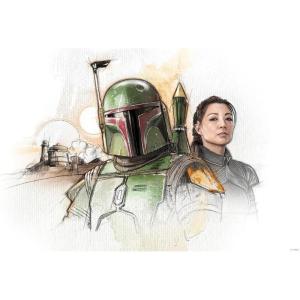 imageTrends International Star Wars The Book of Boba Fett  Boba and Fennec Shand Illustrated Wall Poster 34L x 224W Premium Unframed VersionPremium Unframed Version