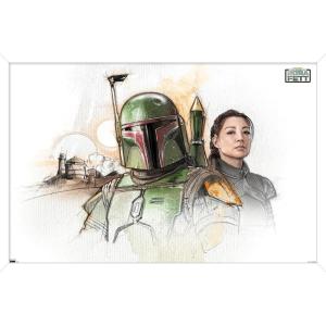 imageTrends International Star Wars The Book of Boba Fett  Boba and Fennec Shand Illustrated Wall Poster 34L x 224W Premium Unframed VersionWhite Framed Version