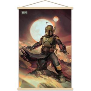 imageTrends International Star Wars The Book of Boba Fett  Boba on Tatooine Wall Poster 22375quot x 34quot Premium Unframed VersionPremium Print and Beechwood Hanger Bundle