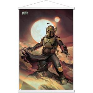 imageTrends International Star Wars The Book of Boba Fett  Boba on Tatooine Wall Poster 22375quot x 34quot Premium Unframed VersionPremium Print and White Hanger Bundle