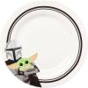 imageSilver Buffalo Star Wars The Mandalorian and The Child Baby Yoda Grogu 4 Pack Rimmed Ceramic Plate Set 8 InchesThe Mandalorian