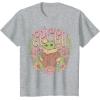 imageStar Wars  The Mandalorian Grogu Floral TShirtHeather Grey