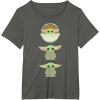 imageStar Wars The Mandalorian Grogu Trio Cartoon Poses TShirtAsphalt Grey