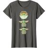 imageStar Wars The Mandalorian Grogu Trio Cartoon Poses TShirtAsphalt Grey