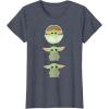 imageStar Wars The Mandalorian Grogu Trio Cartoon Poses TShirtHeather Blue