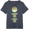 imageStar Wars The Mandalorian Grogu Trio Cartoon Poses TShirtHeather Blue