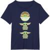 imageStar Wars The Mandalorian Grogu Trio Cartoon Poses TShirtNavy Blue