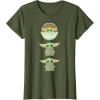 imageStar Wars The Mandalorian Grogu Trio Cartoon Poses TShirtOlive Green