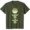 imageStar Wars The Mandalorian Grogu Trio Cartoon Poses TShirtOlive Green