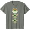 imageStar Wars The Mandalorian Grogu Trio Cartoon Poses TShirtOlive Heather