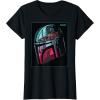 imageStar Wars The Mandalorian Neon Helmet TShirtBlack