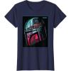 imageStar Wars The Mandalorian Neon Helmet TShirtNavy Blue