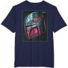 imageStar Wars The Mandalorian Neon Helmet TShirtNavy Blue