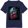 imageStar Wars The Mandalorian Neon Helmet TShirtNavy Blue