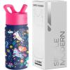 imageSimple Modern Water Bottle with Straw Lid  Marvel Spiderman 18oz Stainless Steel Cup Insulated Tumbler for Boys Girls School  Spidey Friends UniteUnicorn Rainbows