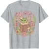 imageStar Wars  The Mandalorian Grogu Floral TShirtHeather Grey