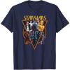imageStar Wars Classic Art Characters and Logo Retro Vintage TShirtNavy Blue