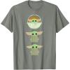imageStar Wars The Mandalorian Grogu Trio Cartoon Poses TShirtOlive Heather