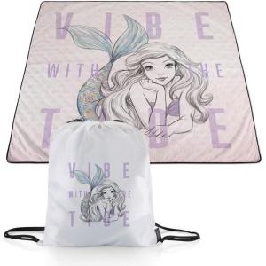 imagePICNIC TIME Star Wars Mandalorian Grogu Impresa Picnic Blanket Lightweight Beach Blanket Machine Washable Black and WhiteDisney Princess the Little Mermaid  White With Purple Accents