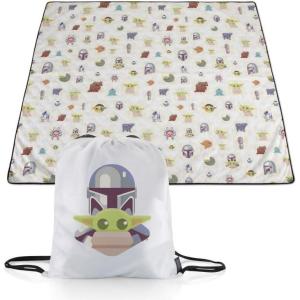 imagePICNIC TIME Star Wars Mandalorian Grogu Impresa Picnic Blanket Lightweight Beach Blanket Machine Washable Black and WhiteStar Wars Mandalorian Grogu  Black and White