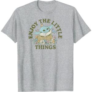 imageStar Wars  The Mandalorian Grogu Enjoy The Little Things TShirtHeather Grey