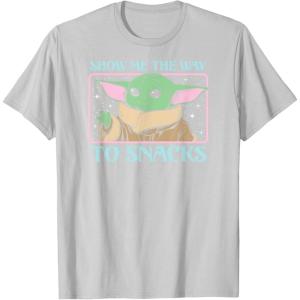 imageStar Wars  The Mandalorian Grogu Show Me The Way To Snacks TShirtSilver Grey