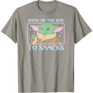 imageStar Wars  The Mandalorian Grogu Show Me The Way To Snacks TShirtSlate Grey