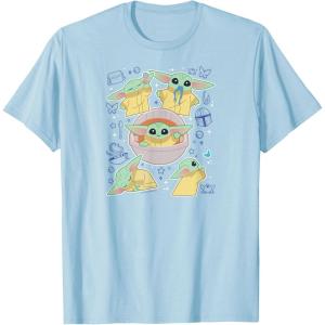 imageStar Wars  The Mandalorian Grogu Stickers TShirtBaby Blue