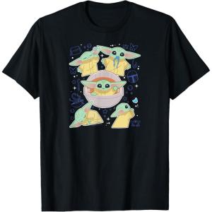imageStar Wars  The Mandalorian Grogu Stickers TShirtBlack