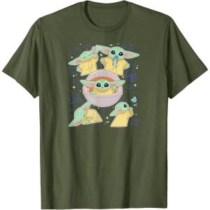 imageStar Wars  The Mandalorian Grogu Stickers TShirtOlive Green