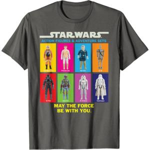 imageStar Wars Action Figures May The Force Be With You TShirtAsphalt Grey