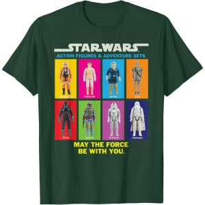 imageStar Wars Action Figures May The Force Be With You TShirtDark Green