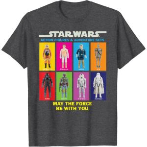 imageStar Wars Action Figures May The Force Be With You TShirtDark Heather Grey