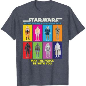 imageStar Wars Action Figures May The Force Be With You TShirtHeather Blue