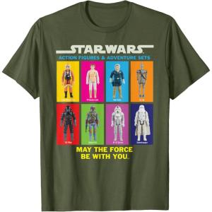 imageStar Wars Action Figures May The Force Be With You TShirtOlive Green