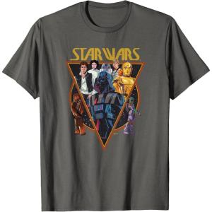 imageStar Wars Classic Art Characters and Logo Retro Vintage TShirtAsphalt Grey