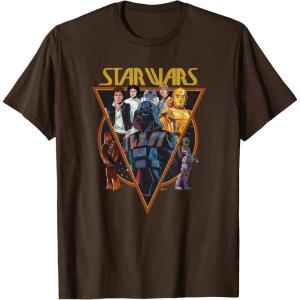 imageStar Wars Classic Art Characters and Logo Retro Vintage TShirtBrown