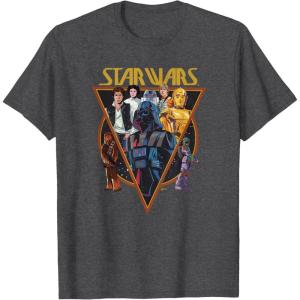 imageStar Wars Classic Art Characters and Logo Retro Vintage TShirtDark Heather Grey