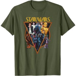 imageStar Wars Classic Art Characters and Logo Retro Vintage TShirtOlive Green