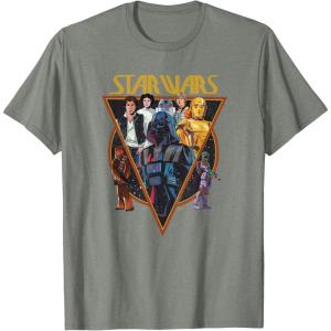 imageStar Wars Classic Art Characters and Logo Retro Vintage TShirtOlive Heather