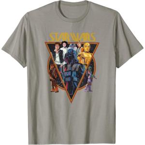 imageStar Wars Classic Art Characters and Logo Retro Vintage TShirtSlate Grey