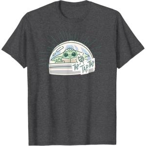 imageStar Wars Grogu Tap Mandalorian Starfighter TShirtDark Heather Grey