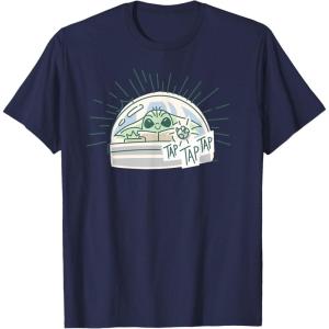 imageStar Wars Grogu Tap Mandalorian Starfighter TShirtNavy Blue