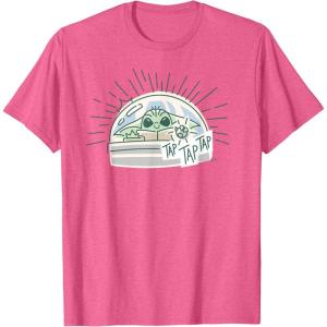 imageStar Wars Grogu Tap Mandalorian Starfighter TShirtPink Heather