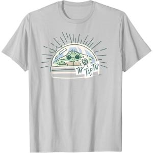 imageStar Wars Grogu Tap Mandalorian Starfighter TShirtSilver Grey