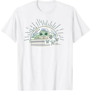 imageStar Wars Grogu Tap Mandalorian Starfighter TShirtWhite