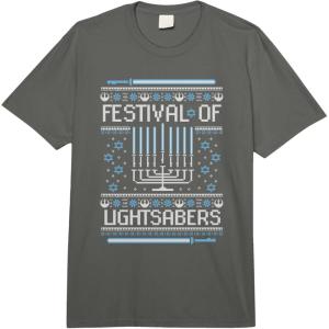 imageStar Wars Hannukah Festival Of Lightsabers Comfort Colors Adult Heavyweight TshirtDark Grey