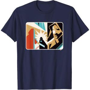 imageStar Wars ObiWan Kenobi Darth Vader Duel Cutout TShirtNavy Blue