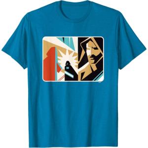 imageStar Wars ObiWan Kenobi Darth Vader Duel Cutout TShirtSapphire Blue